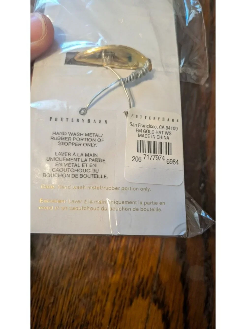 Pottery Barn Emily & Meritt top hat wine bottle stopper NEW
